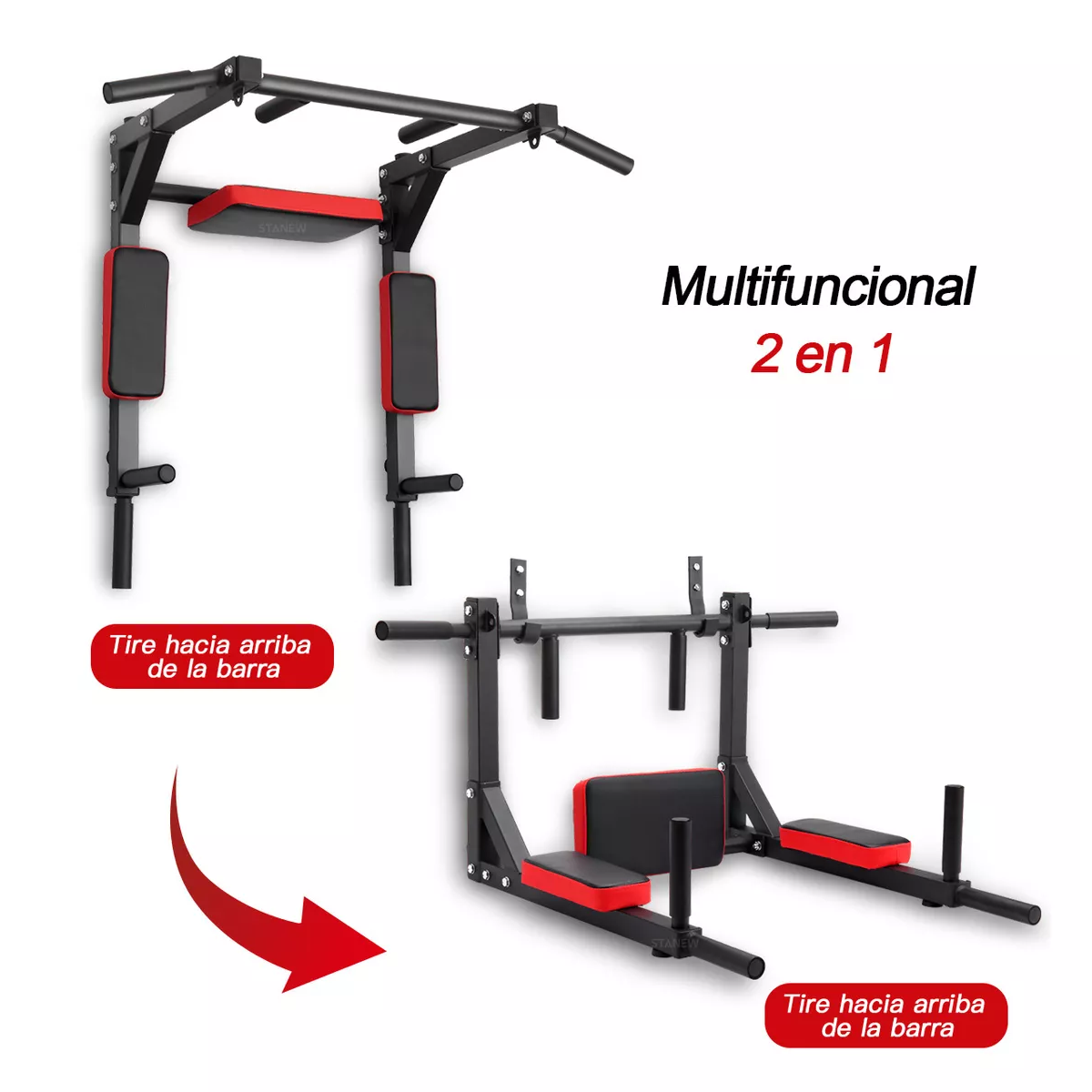 Foto 4 pulgar | Barra 8 en1 Dominadas en Pared Gym Multifuncional Eo Safe Imports Esi-9165 Multicolor