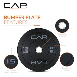 Foto 3 | Juego de Paragolpes Olímpicos Cap Barbell Budget 15 Libras Par Negro - Venta Internacional