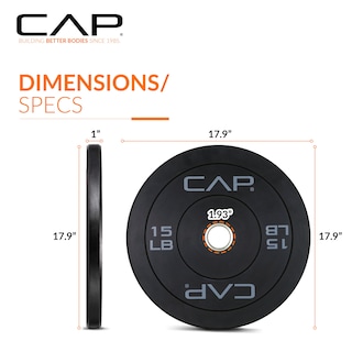 Foto 4 | Juego de Paragolpes Olímpicos Cap Barbell Budget 15 Libras Par Negro - Venta Internacional