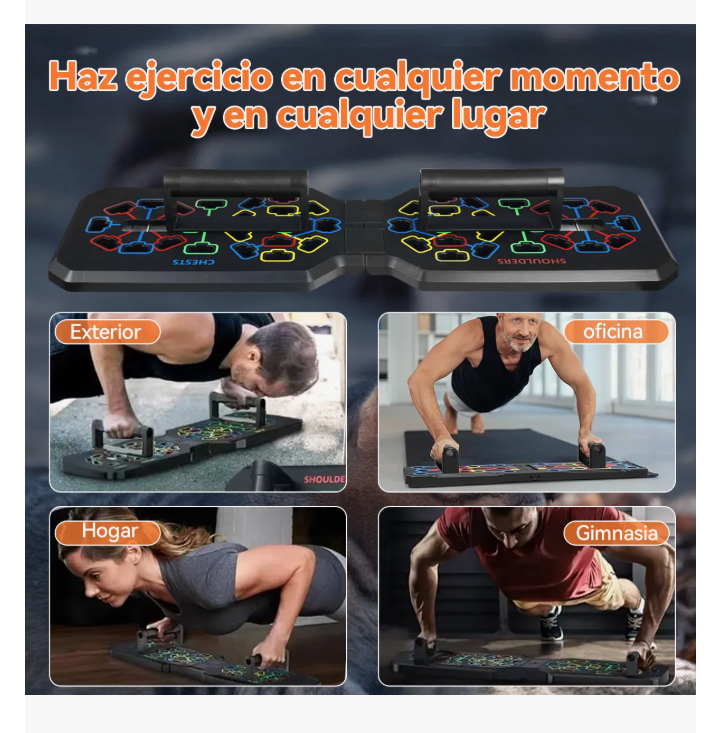 Foto 4 pulgar | Push Up Board Tabla Plegable Para Lagartijas Negro