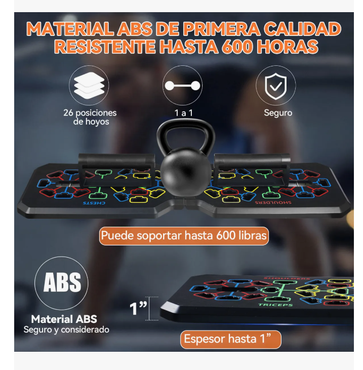 Foto 6 pulgar | Push Up Board Tabla Plegable Para Lagartijas Negro