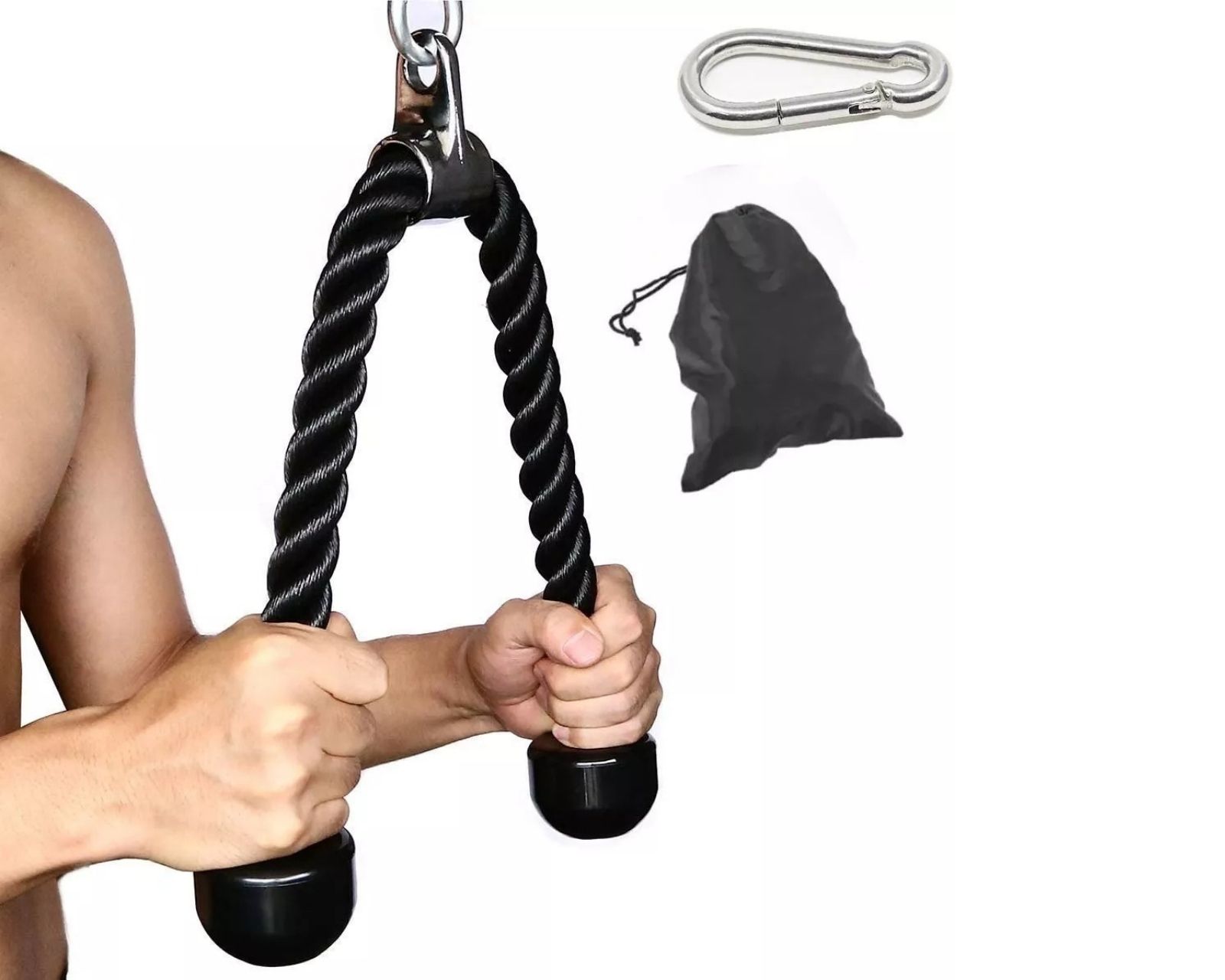 Foto 4 pulgar | Cuerda Cap Barbell color Negro para Tríceps Polea Extensión para Pesas de Gym