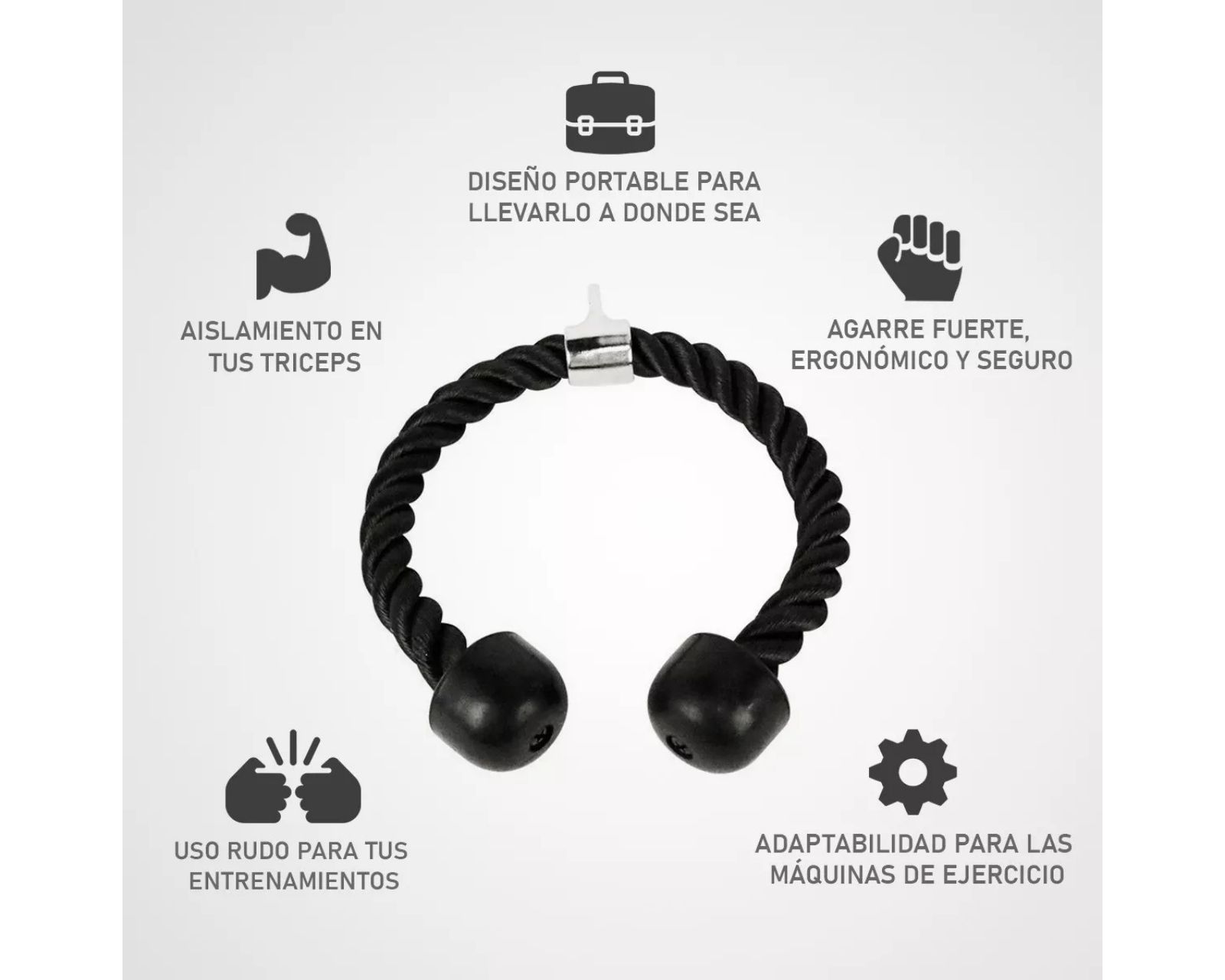 Foto 6 | Cuerda Cap Barbell color Negro para Tríceps Polea Extensión para Pesas de Gym