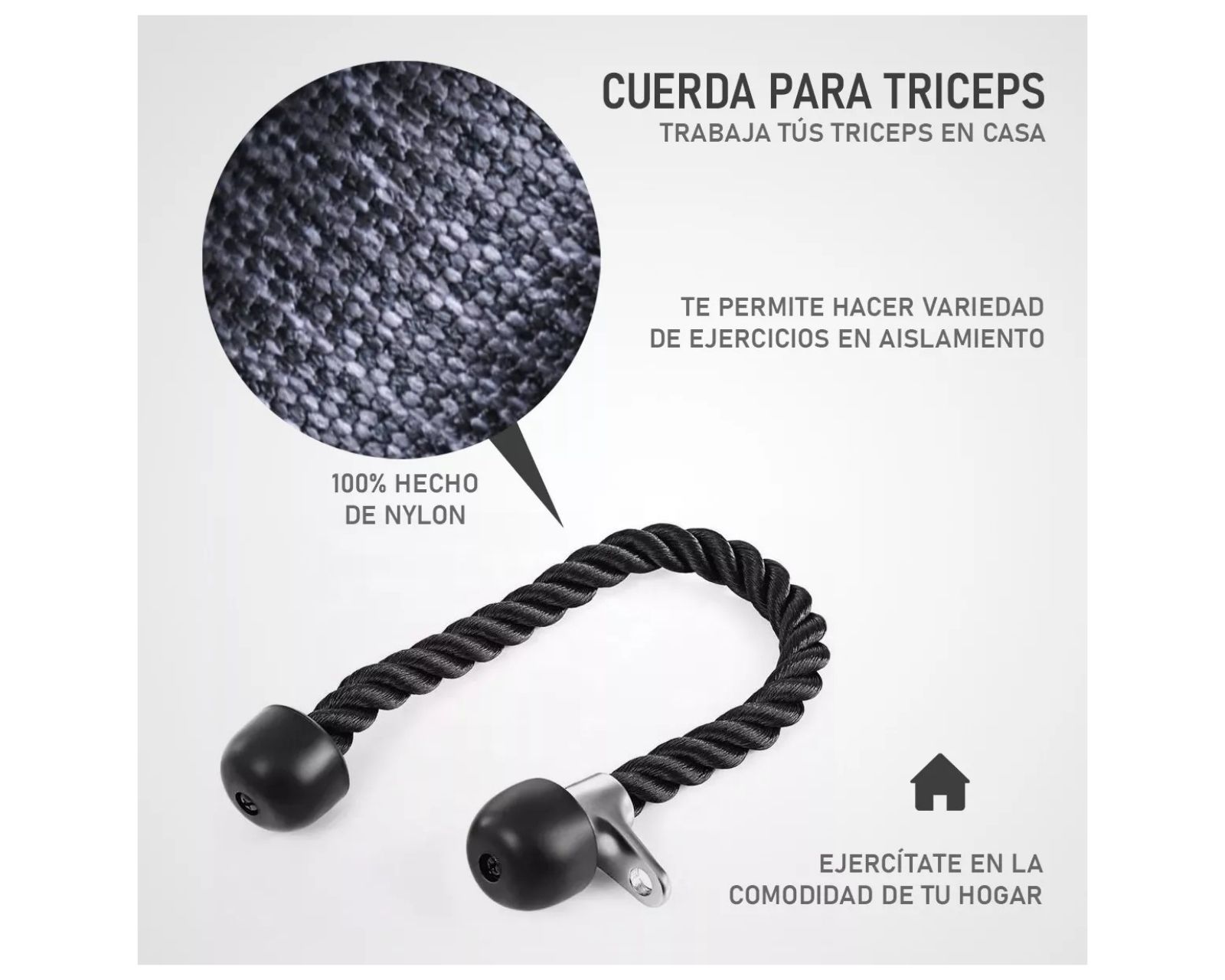 Foto 8 pulgar | Cuerda Cap Barbell color Negro para Tríceps Polea Extensión para Pesas de Gym