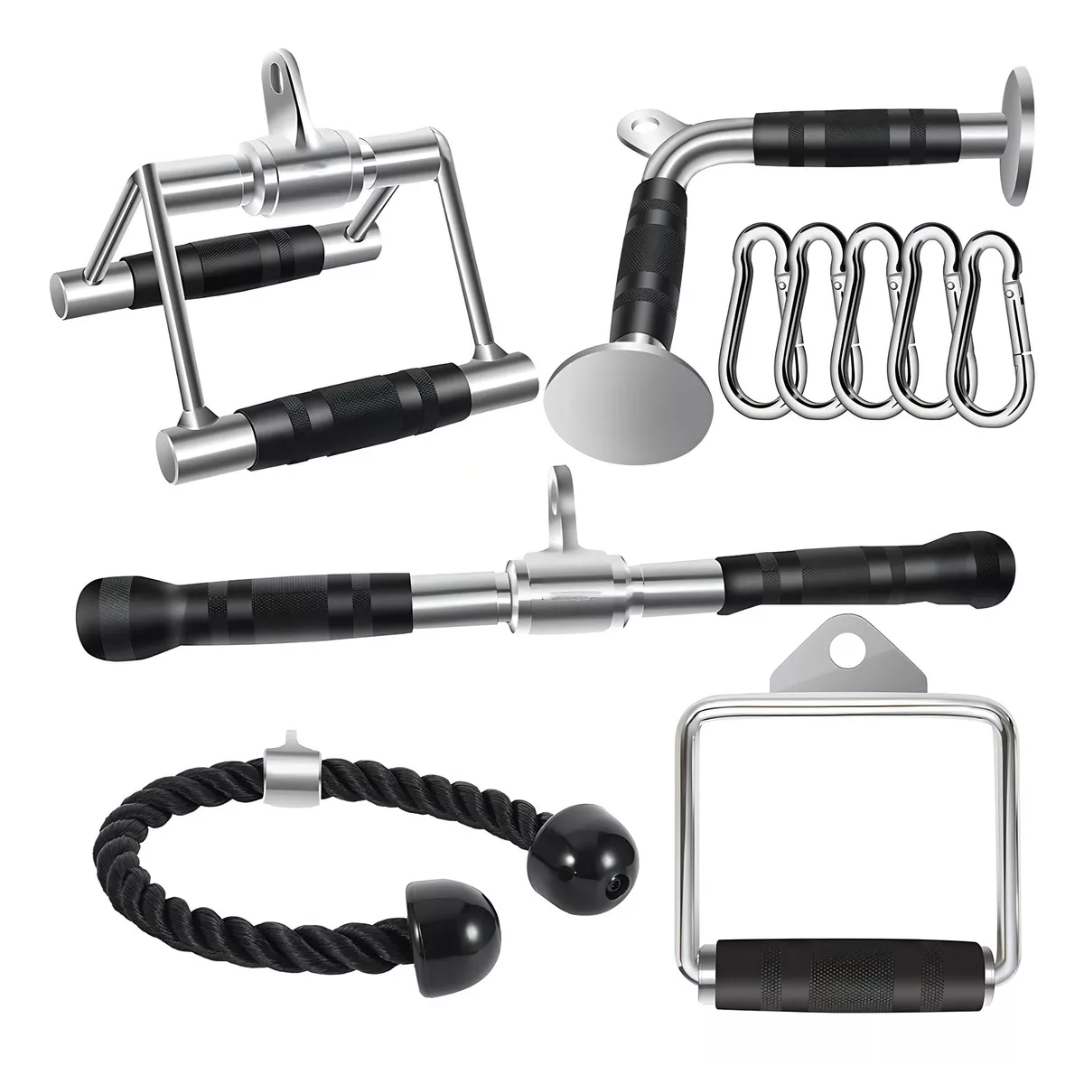 Foto 1 | Kit 5 Agarradera Maneral Barra Recta V Doble D Cuerda Tricep Eo Safe Imports Esi-15297 Multicolor