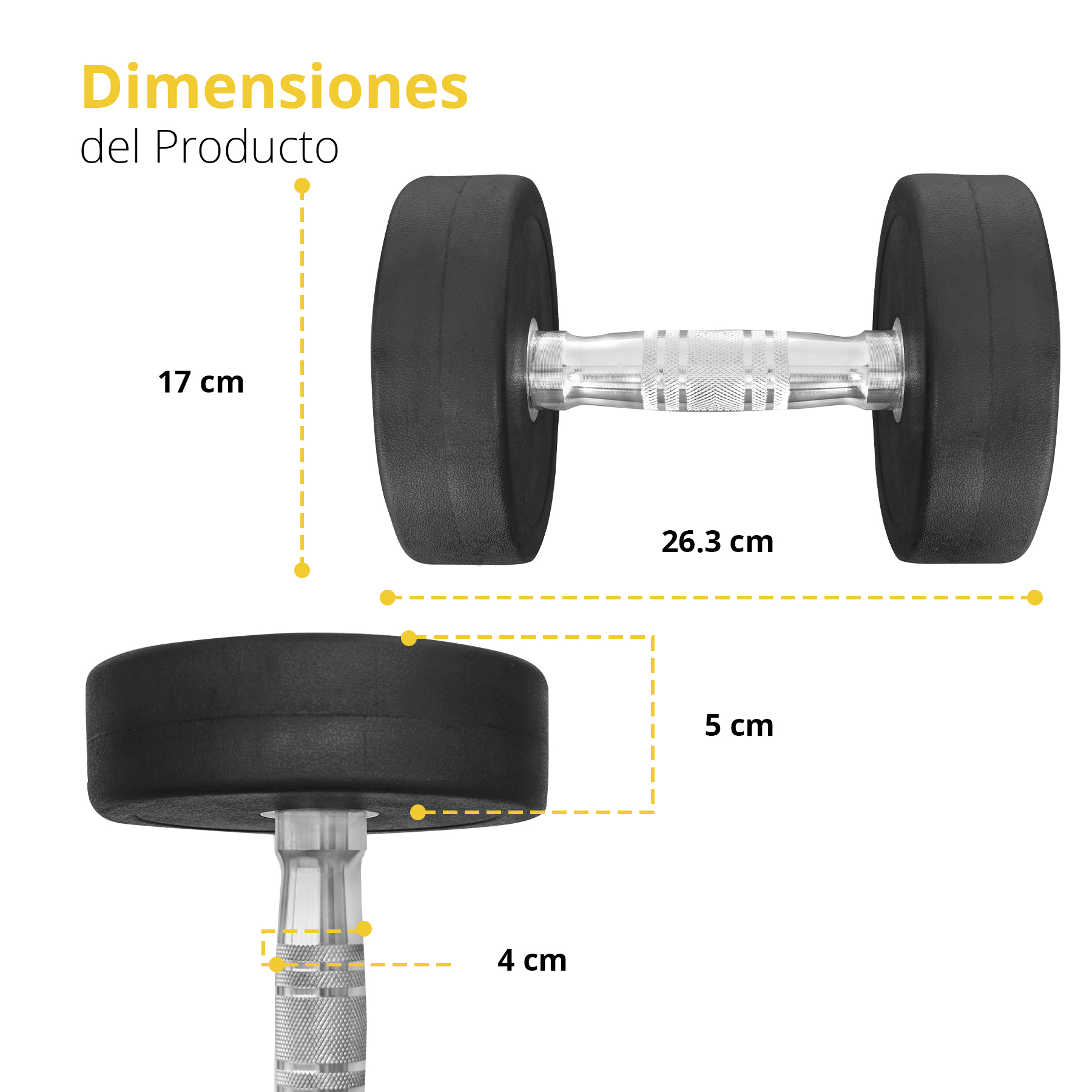 Foto 4 pulgar | Par De Mancuernas Redondas De Acero Y Caucho Tayga 35lb.