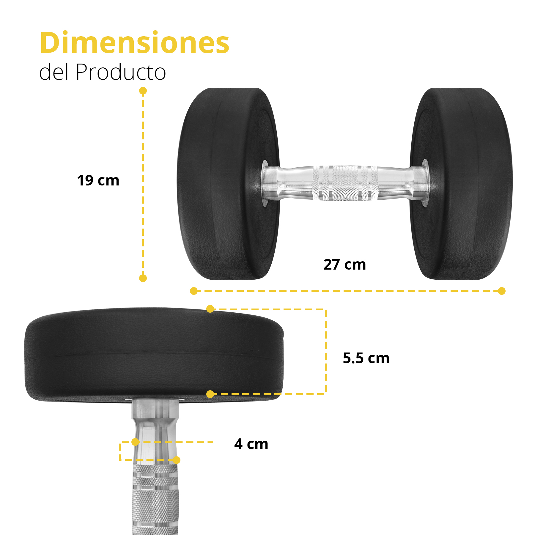 Foto 4 pulgar | Par De Mancuernas Redondas De Acero Y Caucho Tayga 40lb.