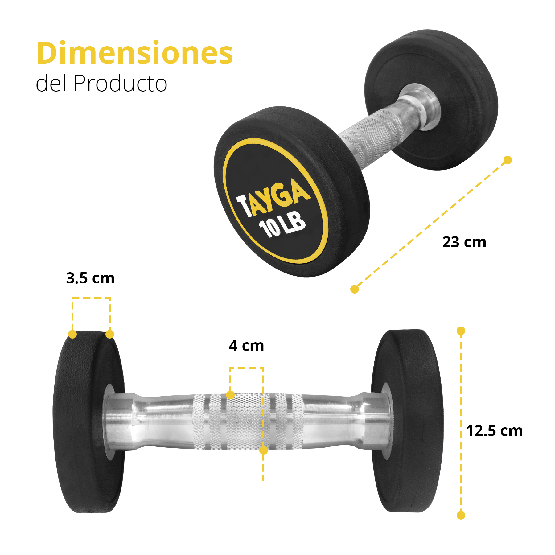 Foto 2 | Par de Mancuernas Redondas de Acero y Caucho Tayga 10lb