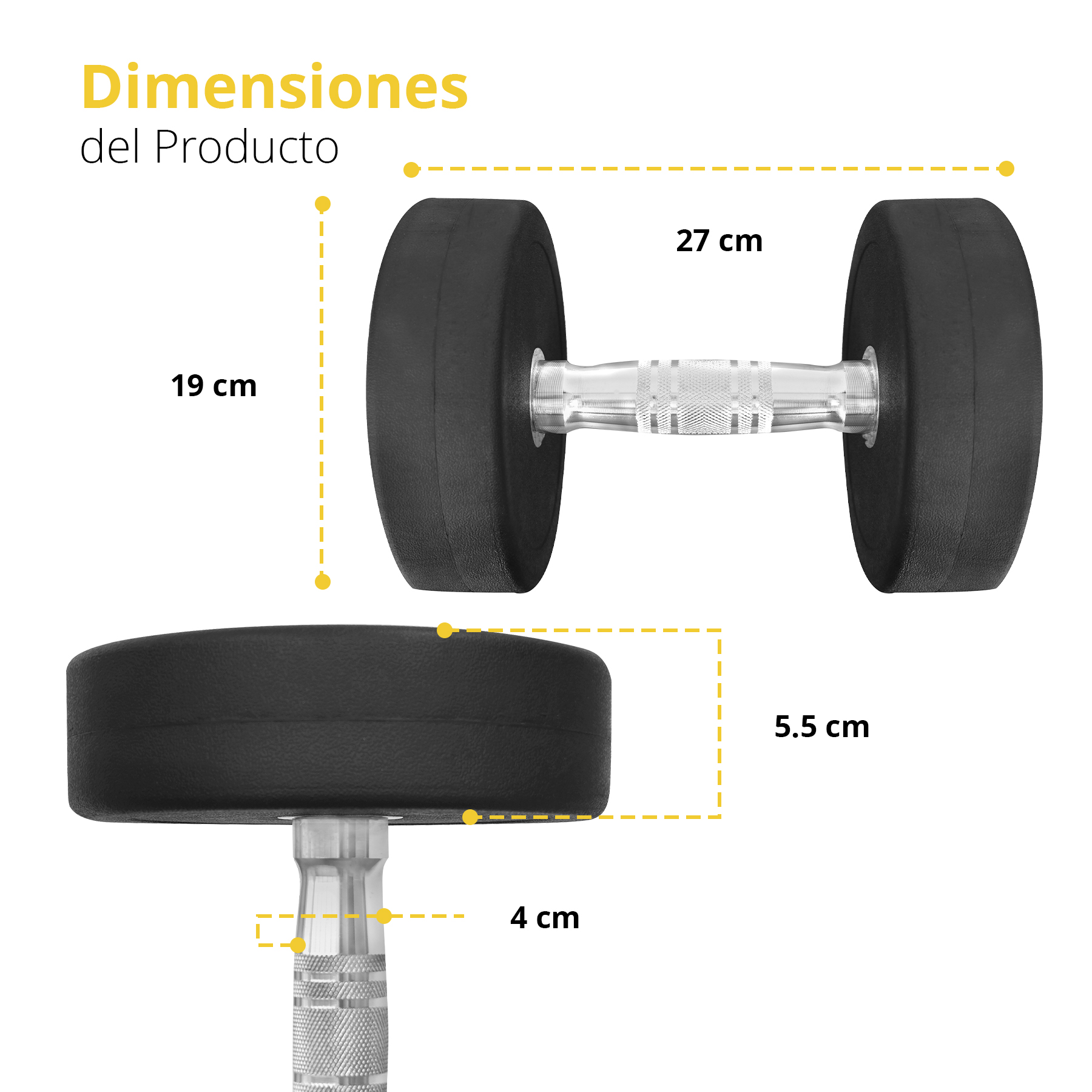 Foto 4 pulgar | Par de Mancuernas Redondas de Acero y Caucho Tayga 45lb