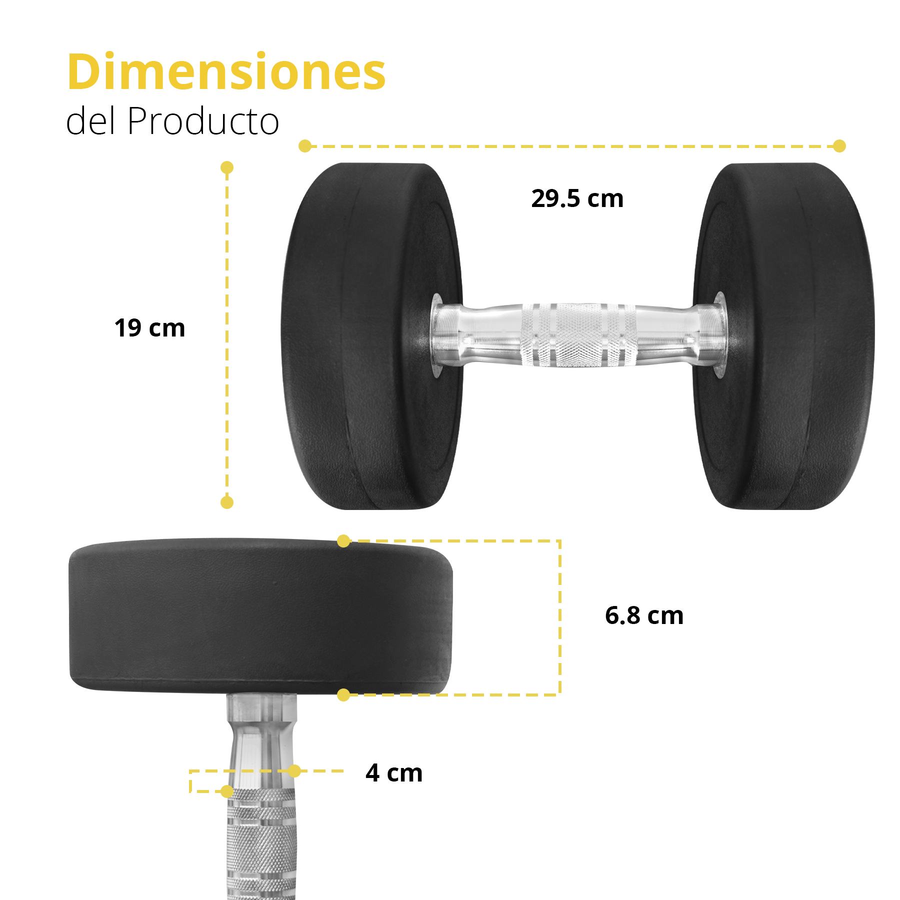 Foto 4 pulgar | Par de Mancuernas Redondas de Acero y Caucho Tayga 50 Lb