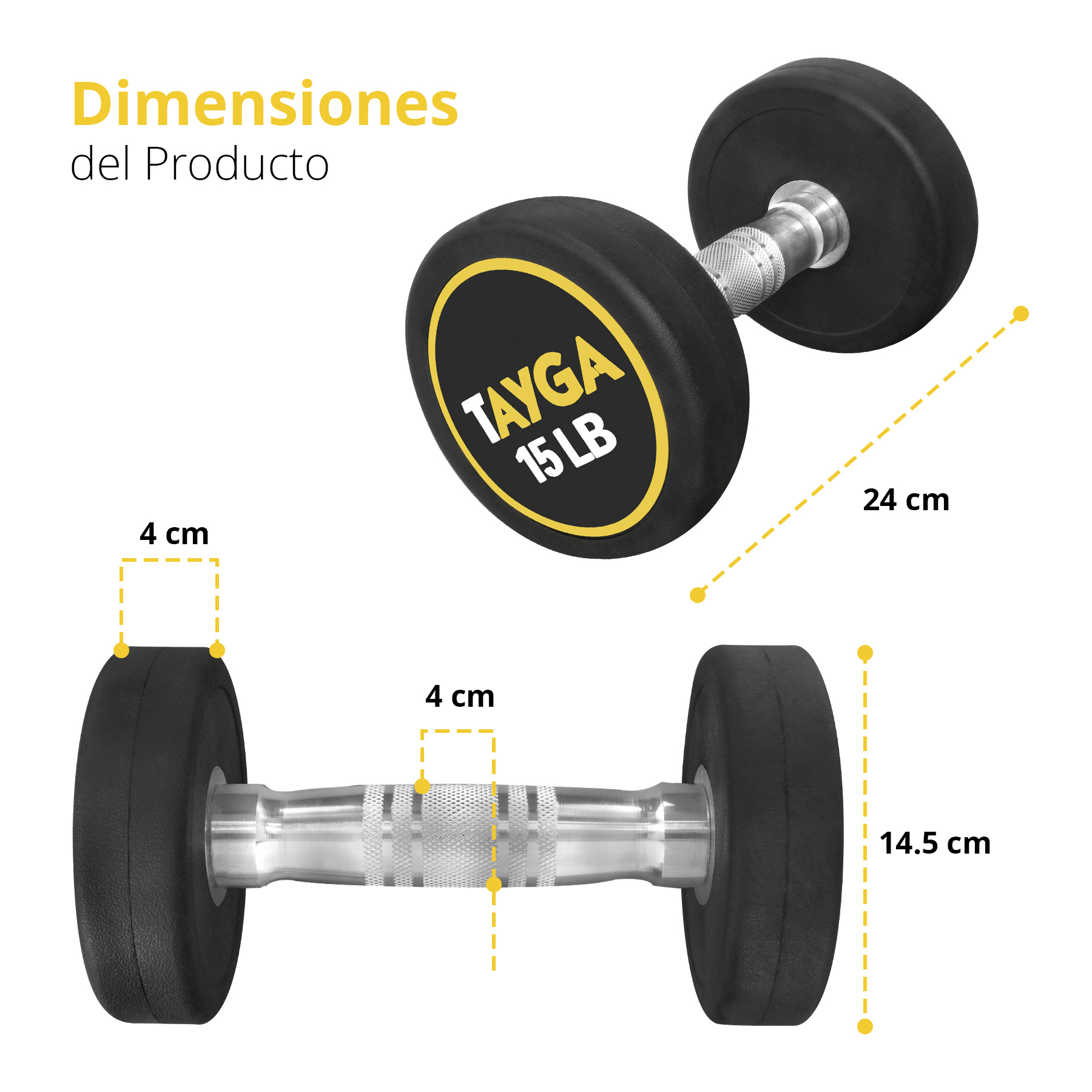Foto 2 | Par de Mancuernas Redondas de Acero y Caucho Tayga 15lb