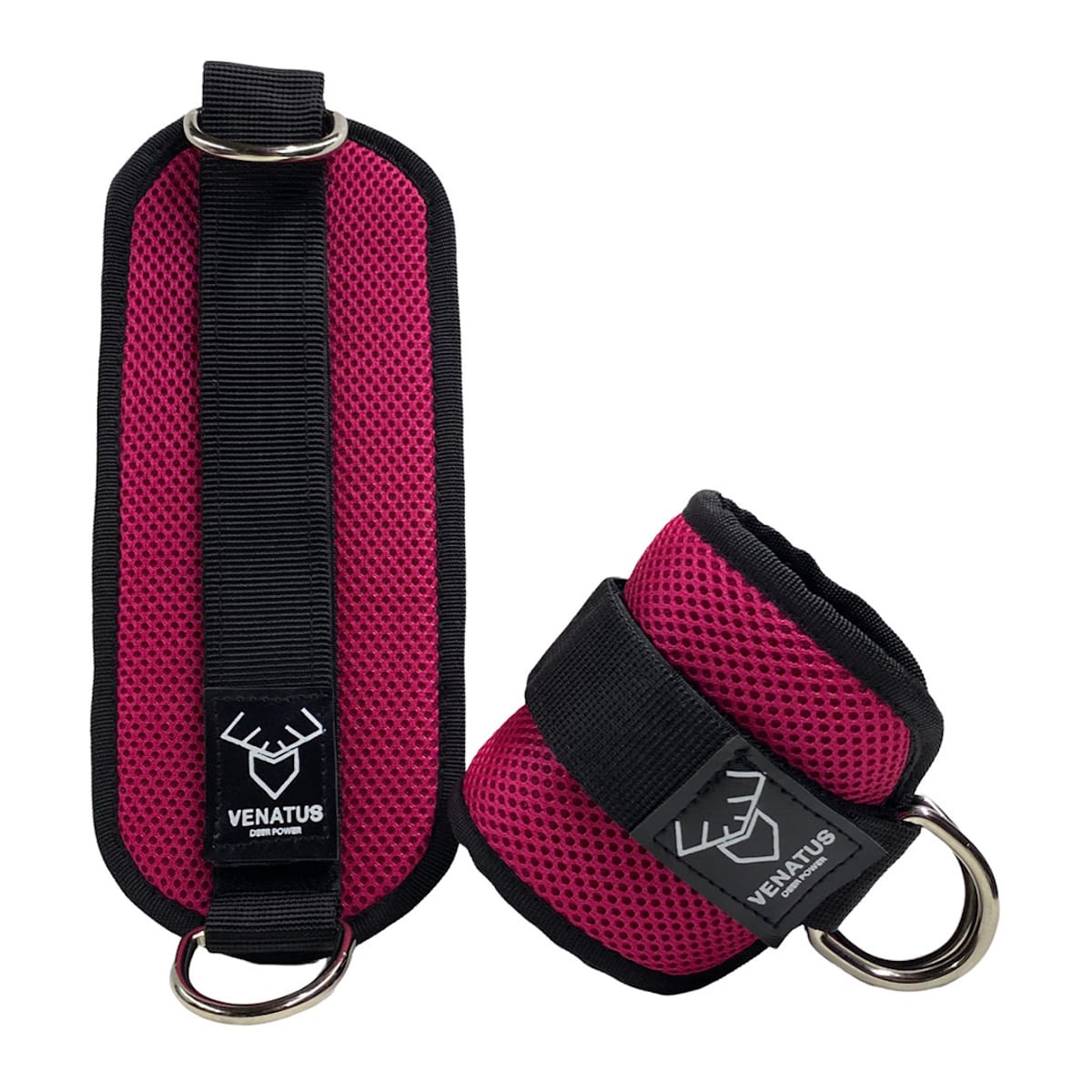 Par de Grilletes Venatus Tobillo Gym para Polea Doble Argolla Reforzada color Rosa