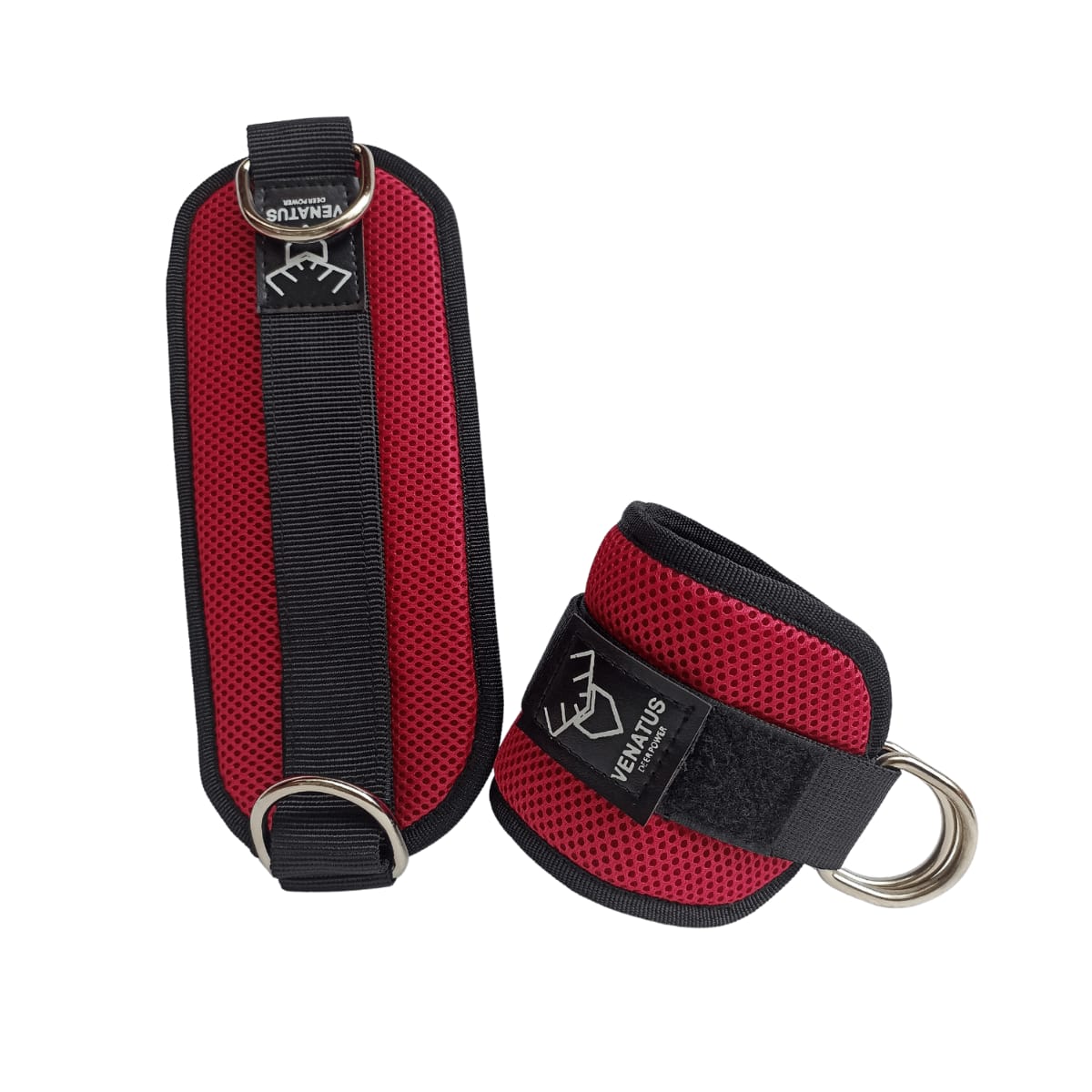 Par de Grilletes Venatus Tobillo Gym para Polea Doble Argolla Reforzada Sport Color Rojo