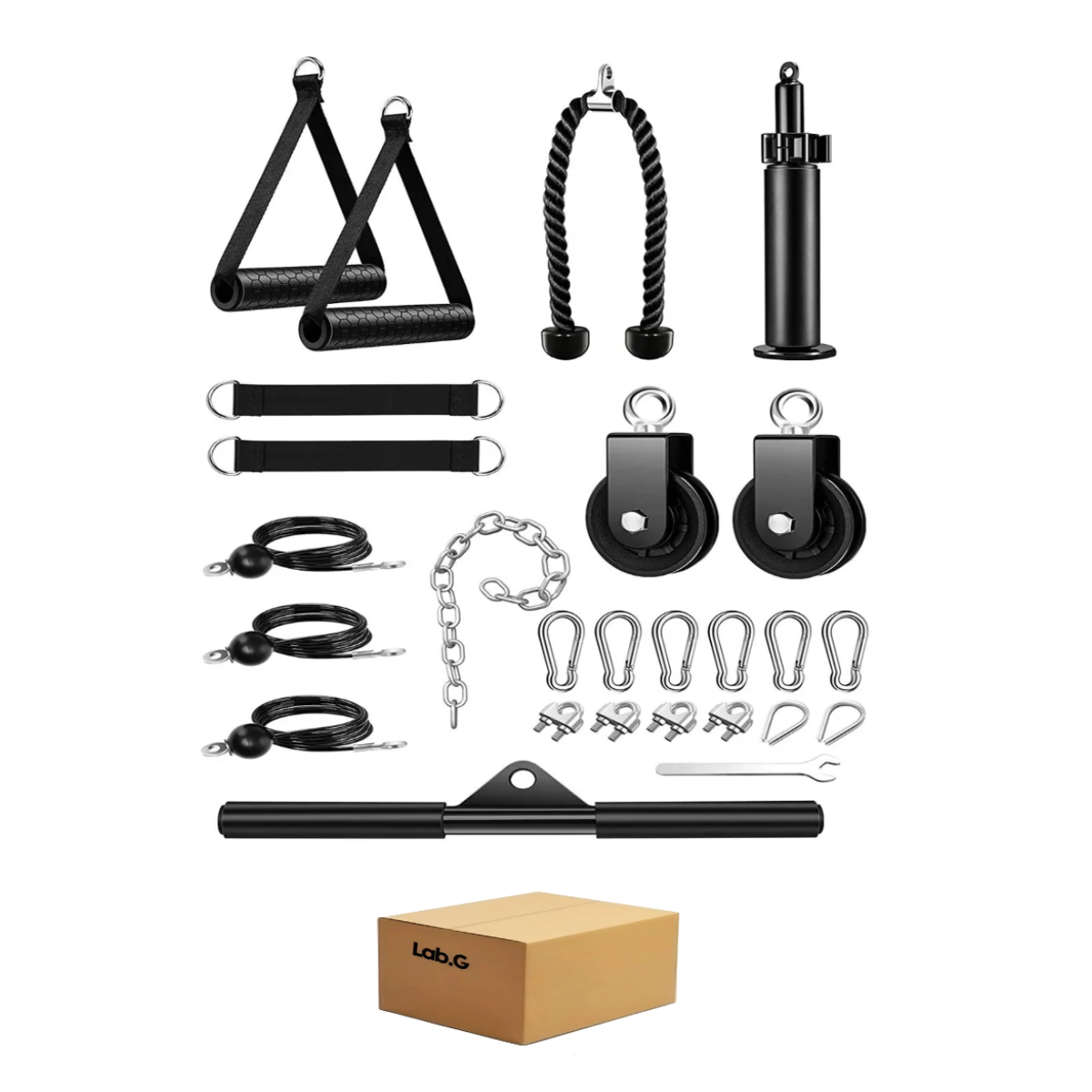 Set De Entrenamiento Gimnasio Polea Cable Brazo Lab.g Negro