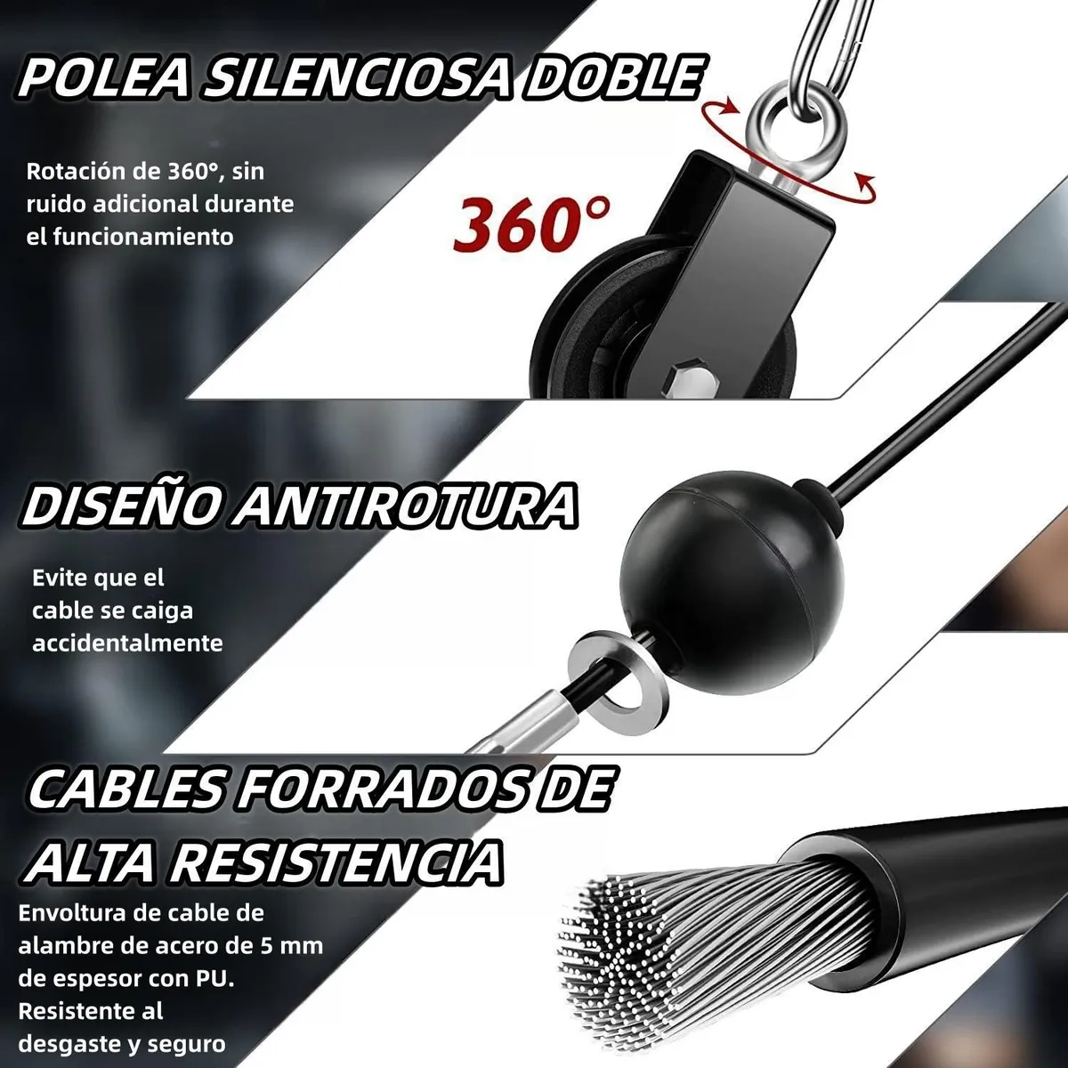 Foto 4 | Set De Entrenamiento Gimnasio Polea Cable Brazo Lab.g Negro