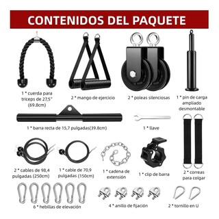 Foto 5 | Set De Entrenamiento Gimnasio Polea Cable Brazo Lab.g Negro