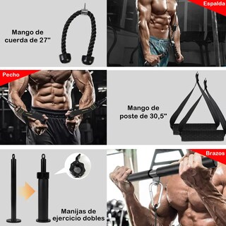Foto 2 | Agarres Para Gym Con Polea Para Brazo Biceps Triceps Fitness Eo Safe Imports Esi-19942 Negro