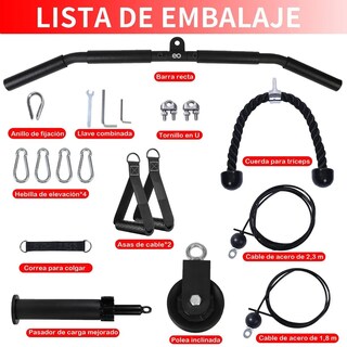 Foto 4 | Agarres Para Gym Con Polea Para Brazo Biceps Triceps Fitness Eo Safe Imports Esi-19942 Negro