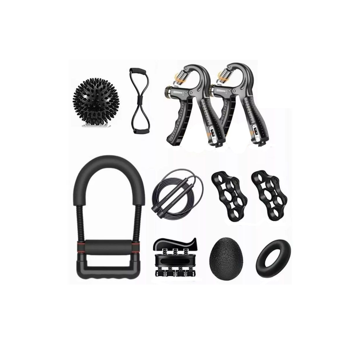 Kit de Ejercitador de Dedo Mano Muñeca y Antebrazo Eo Safe Imports Esi-7447 Negro 12 Piezas