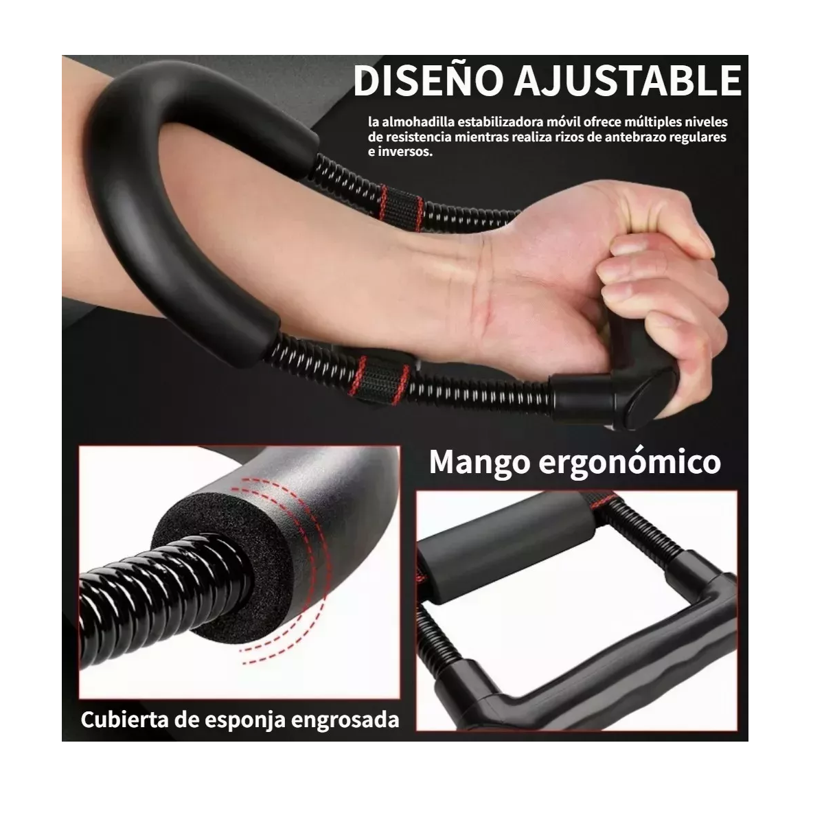 Foto 2 | Ejercitador de Muñeca y Antebrazo 11 Pcs Eo Safe Imports Esi-12598 Negro