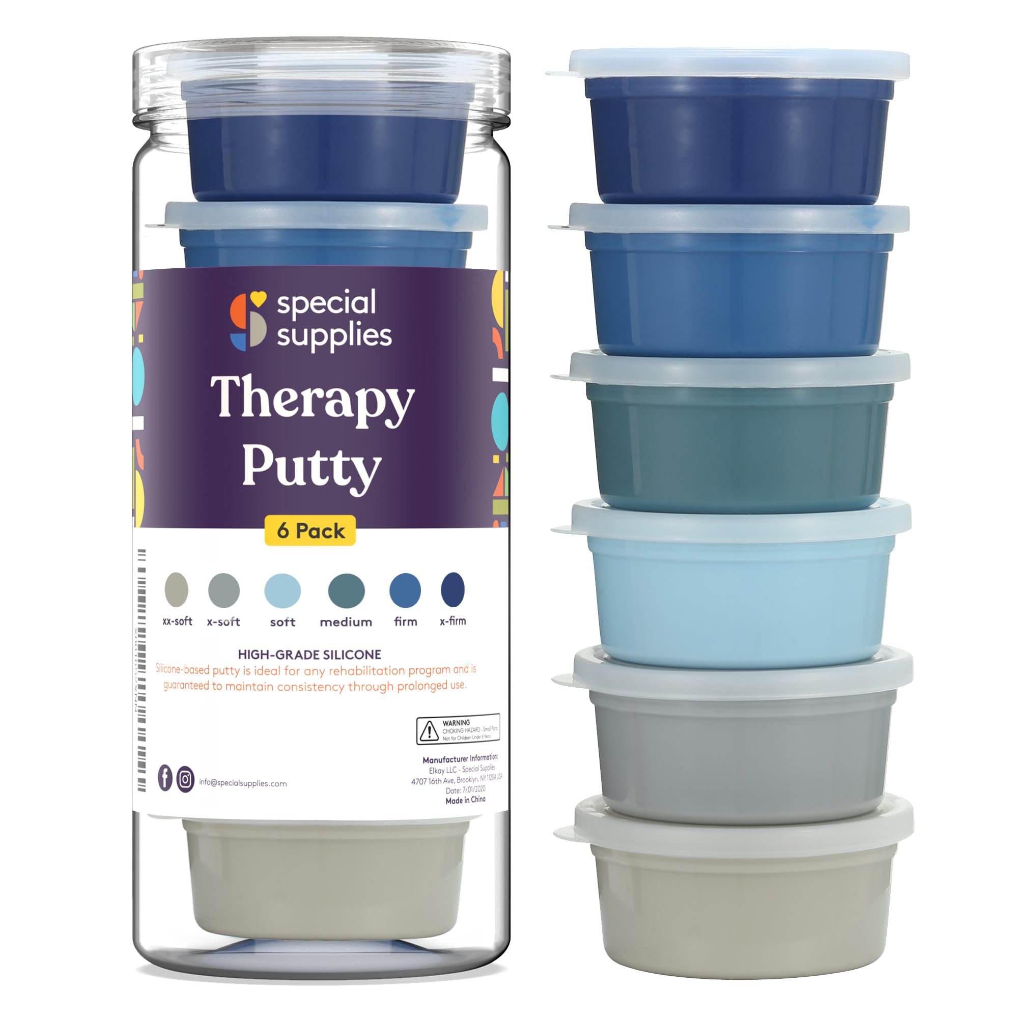 Juego De Rehabilitación Therapy Putty Special Supplies De 6 Unidades, 90 Ml Cada Uno - Venta Internacional.