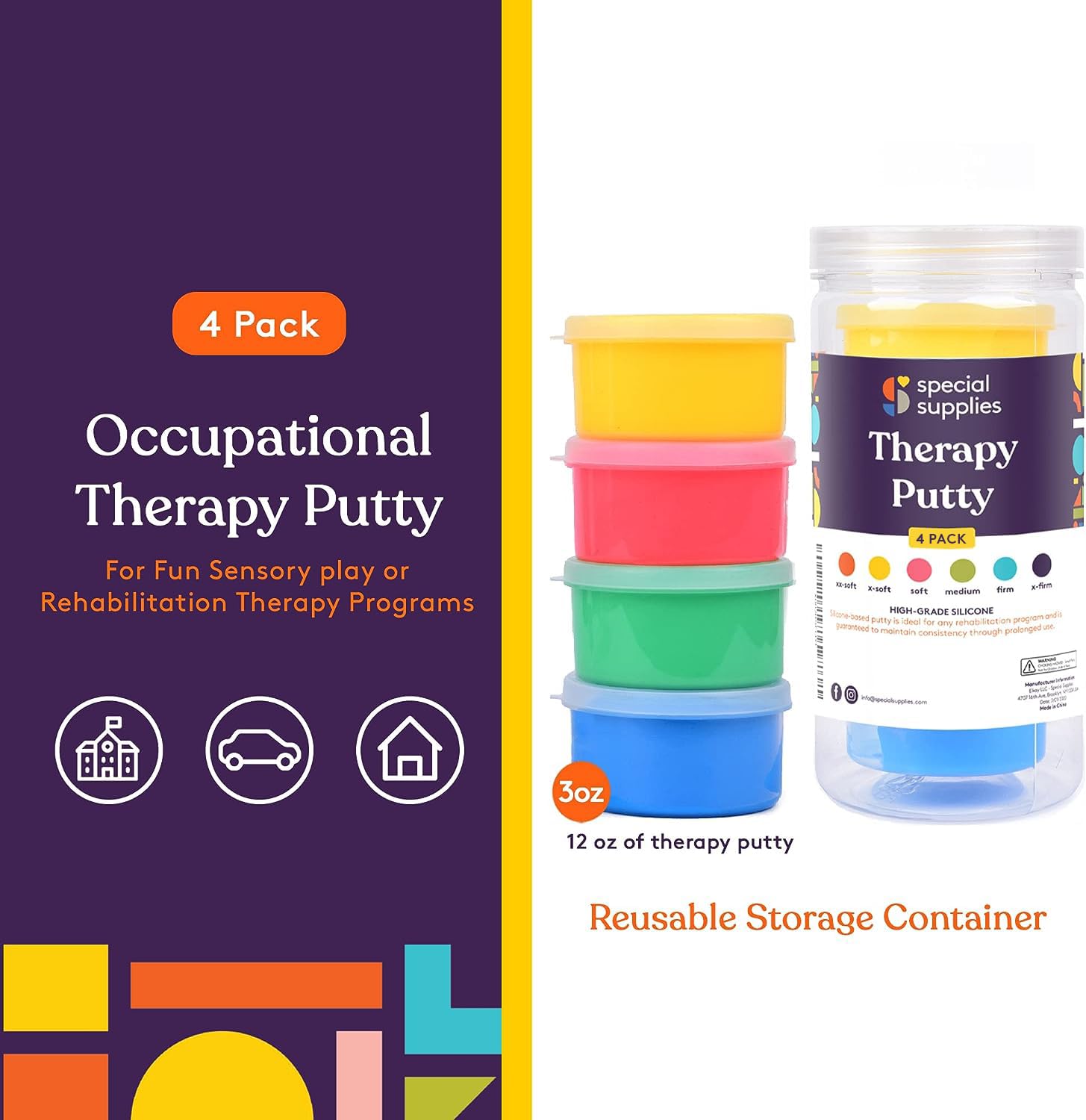 Foto 4 pulgar | Therapy Putty Special Supplies, Juego De 4 Ejercicios De Mano Resistivos - Venta Internacional.