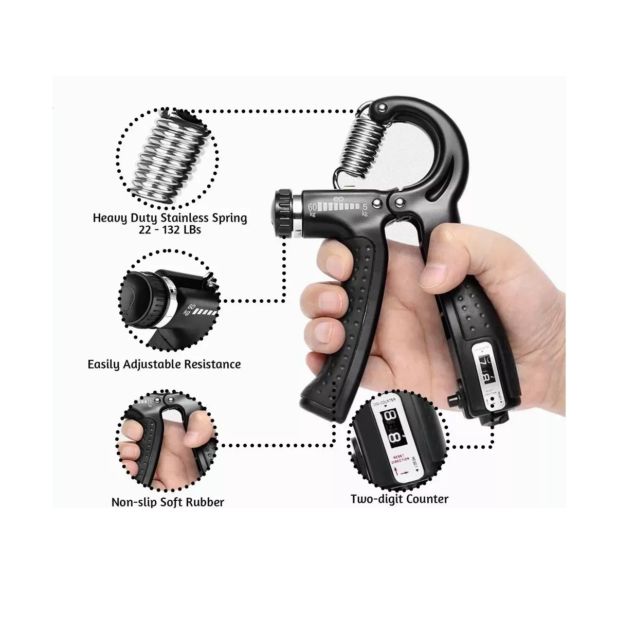 Foto 4 pulgar | Language Kit Ejercitador De Dedo,fortalecedor De Mano Muñeca Y Antebrazo 12 Pzas. Eo Safe Imports Esi-7447-1 Negro