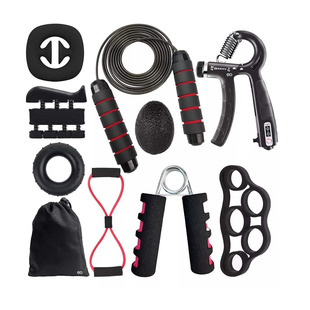 Entrenamiento De Agarre Mano Elastica Fortalecedor Dedo 9pcs Eo Safe Imports Esi-12597-1 Negro