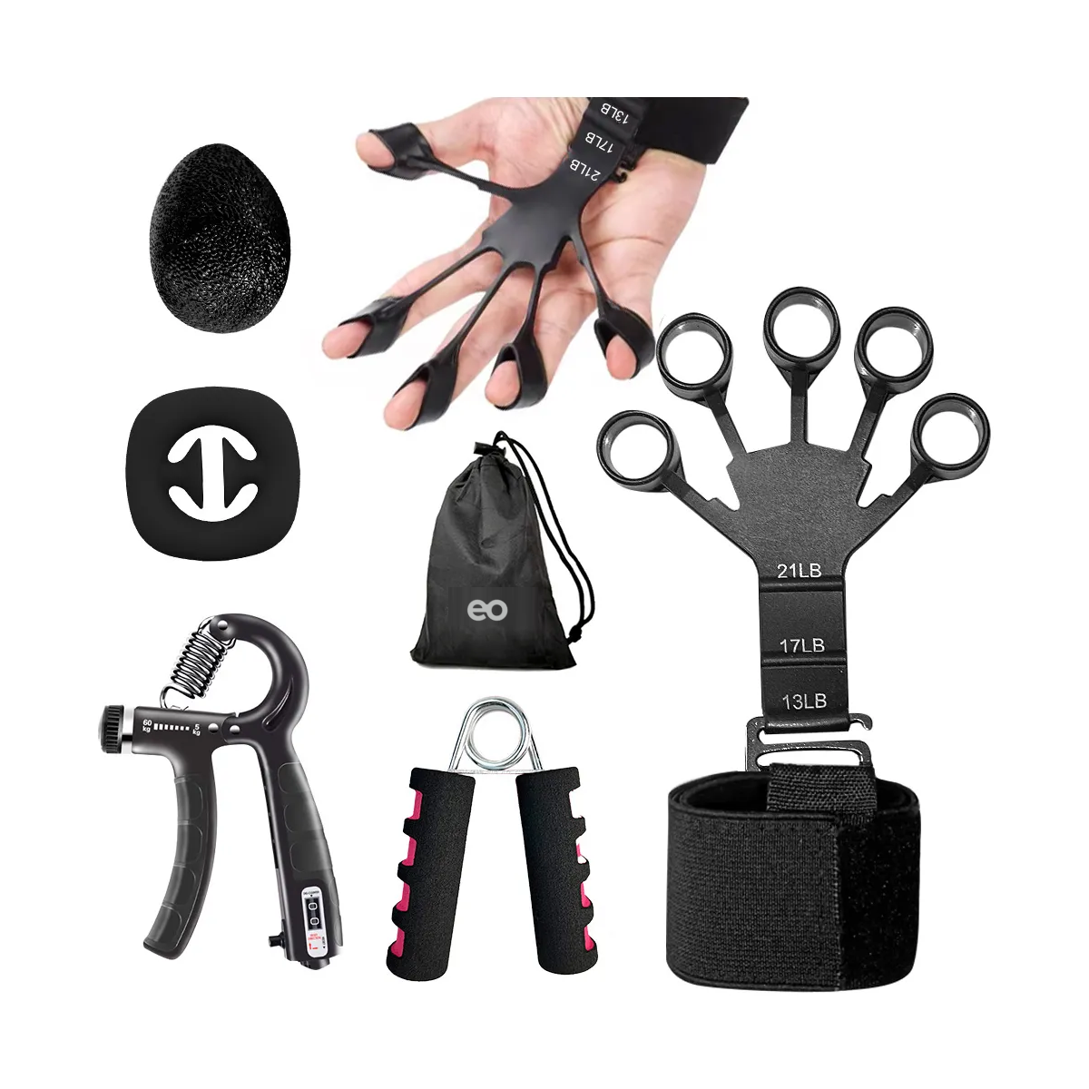 Foto 3 pulgar | Entrenamiento De Agarre Mano Elastica Fortalecedor De Dedo Eo Safe Imports Esi-19950 Negro