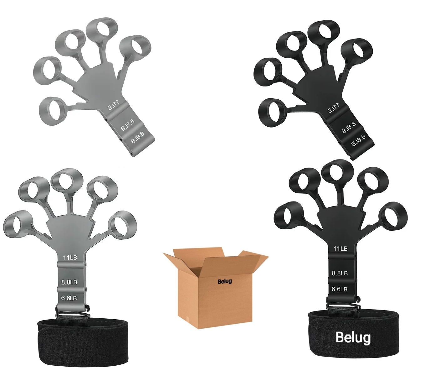 Foto 2 pulgar | 2kits Ejercitador De Dedos Fortalecedor De Mano Grips Negro Y Gris