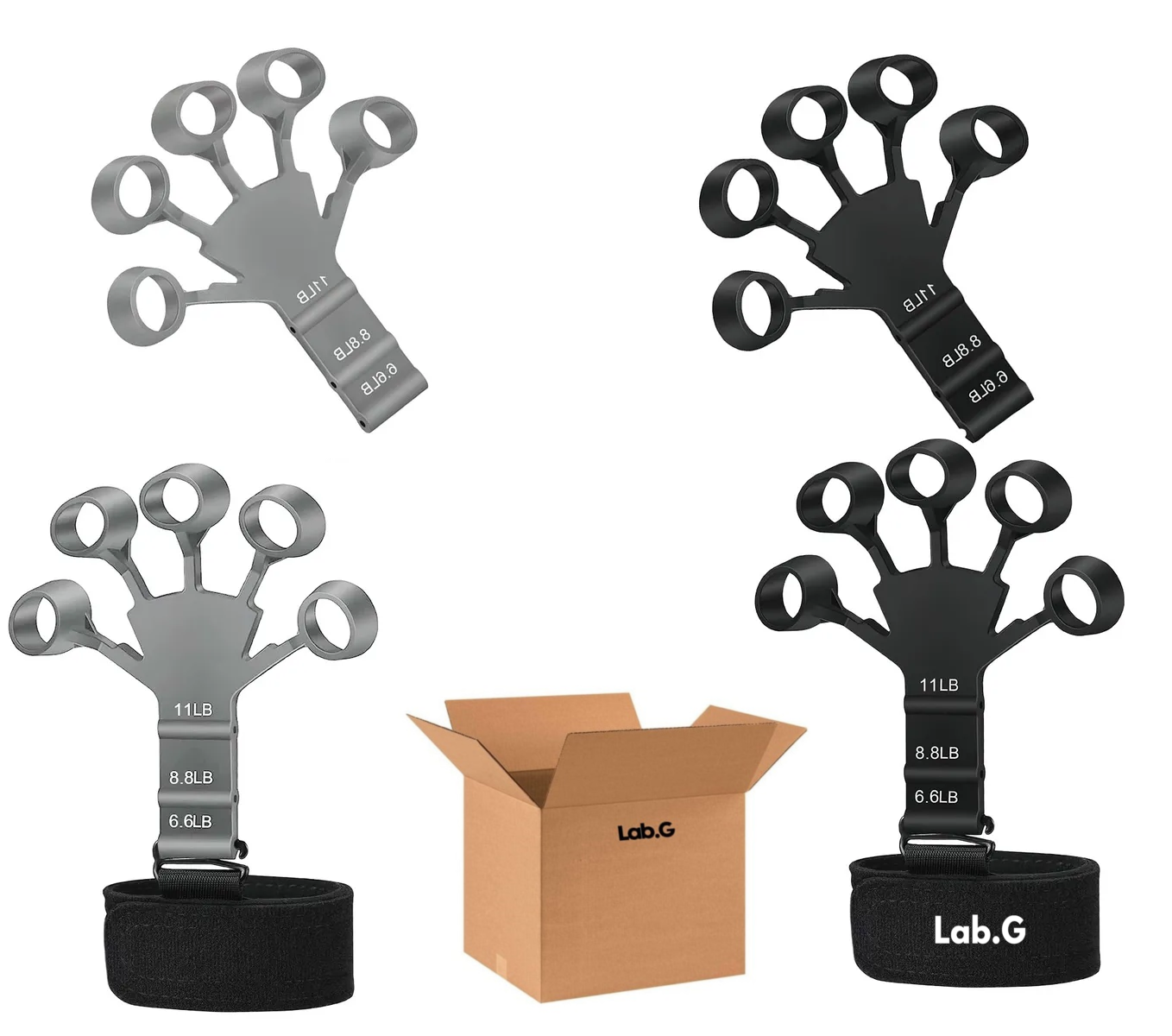 Foto 1 | 2kits Ejercitador De Dedos Fortalecedor De Mano Grips Negro Y Gris