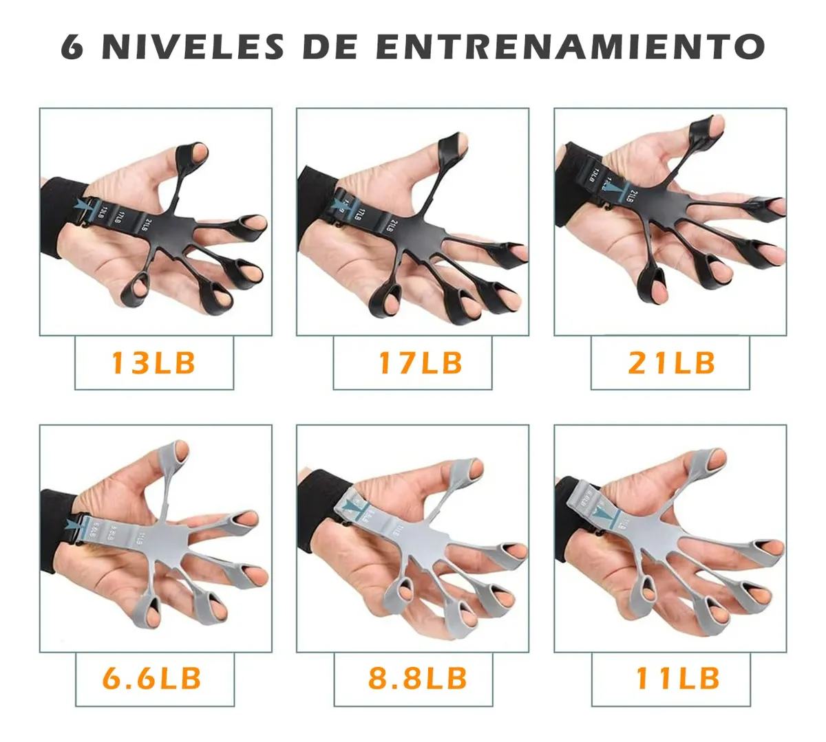 Foto 5 pulgar | 2kits Ejercitador De Dedos Fortalecedor De Mano Grips Negro Y Gris