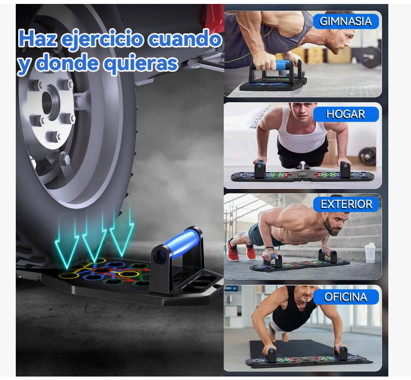 Foto 6 pulgar | Kit Soportes Lagartijas Tabla Push Up Board Barras Fitness
