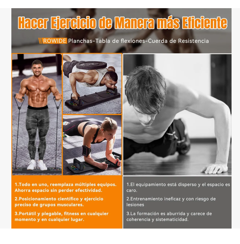 Foto 5 pulgar | Tabla Para Lagartijas Plegable Con Pantalla Fitness