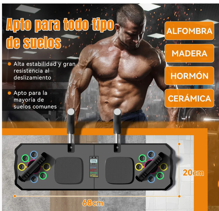 Foto 6 pulgar | Tabla Para Lagartijas Plegable Con Pantalla Fitness