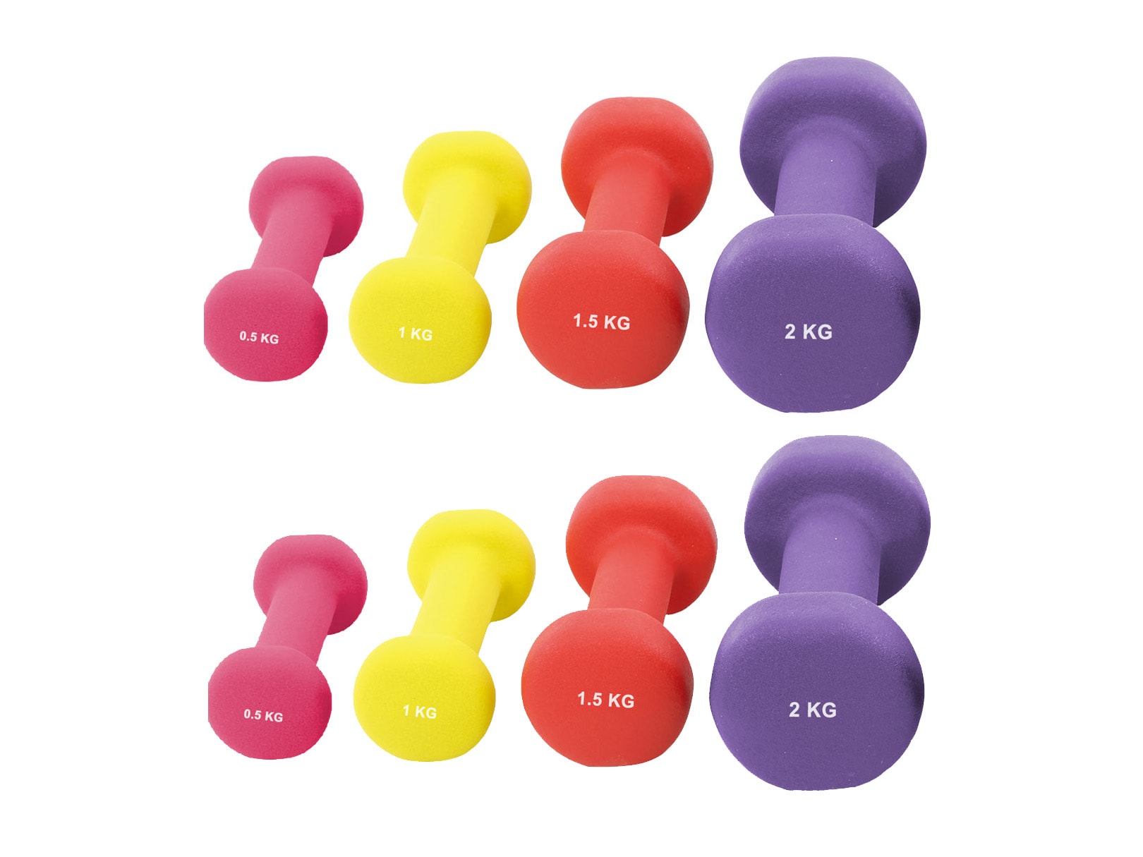 4 Pares de Mancuernas Iron Muscle 0.5 + 1.0 + 1.5 + 2.0 kg $5,098