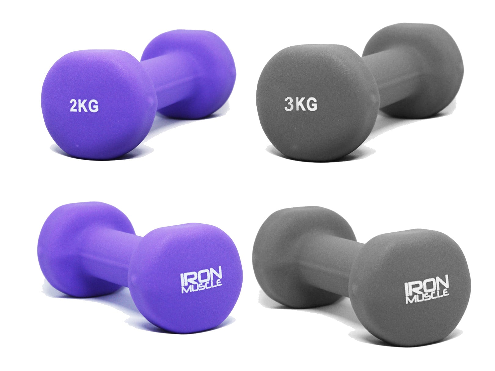 Set de 2 Pares de Mancuernas Octagonales Forradas de Neopreno de 2.0-3.0 Kg para Fitness $1,200