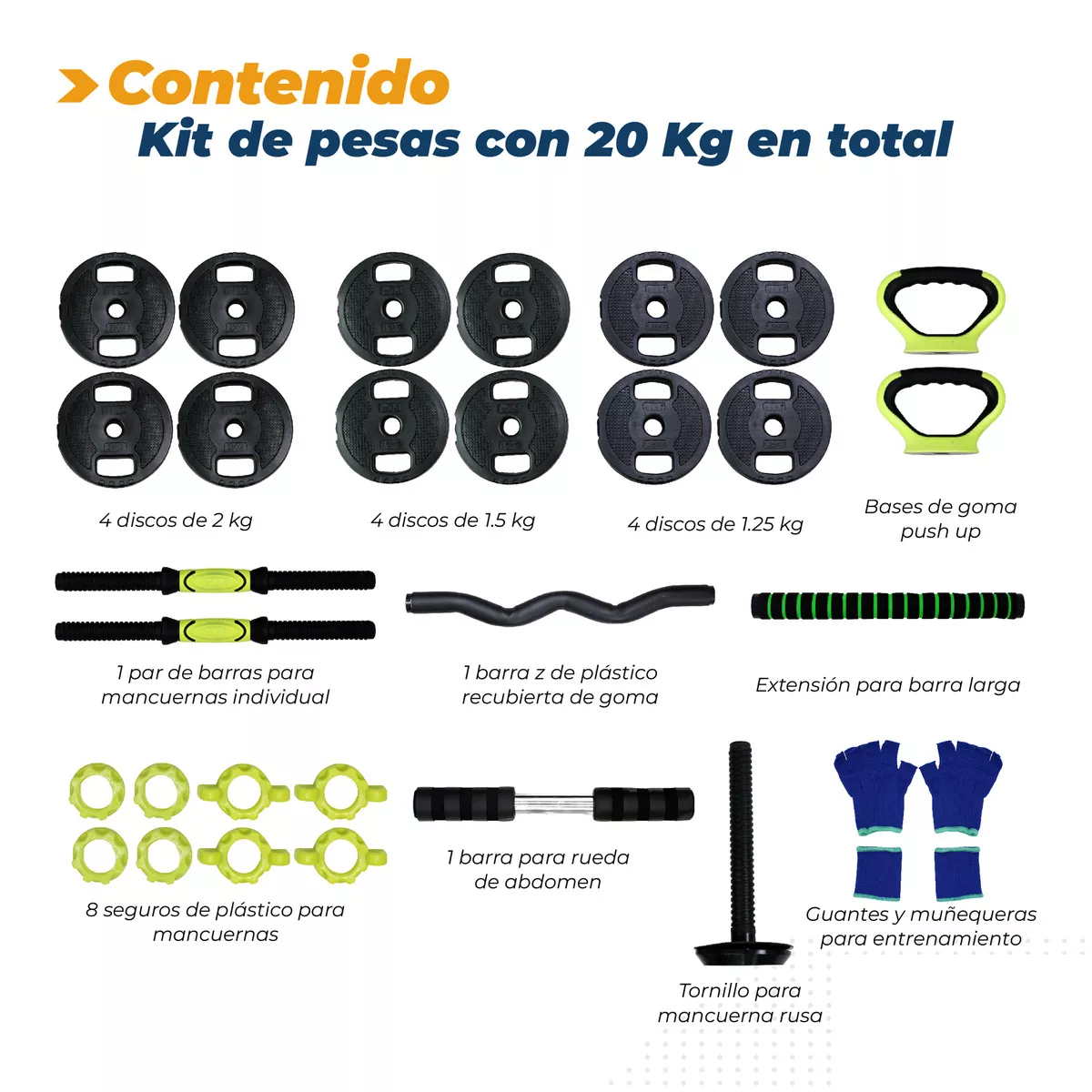 Foto 3 pulgar | Kit Set De Mancuernas Ajustables Pesas Alta Calidad 20kg Gym Eo Safe Imports Esi-13950 Negro