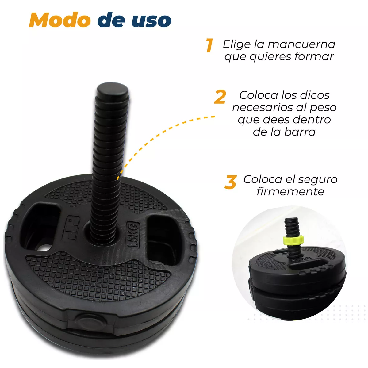 Foto 4 pulgar | Kit Set De Mancuernas Ajustables Pesas Alta Calidad 20kg Gym Eo Safe Imports Esi-13950 Negro