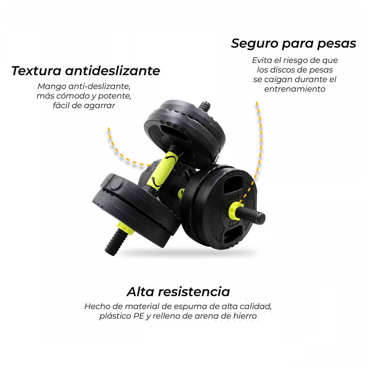 Foto 6 pulgar | Kit Set De Mancuernas Ajustables Pesas Alta Calidad 20kg Gym Eo Safe Imports Esi-13950 Negro