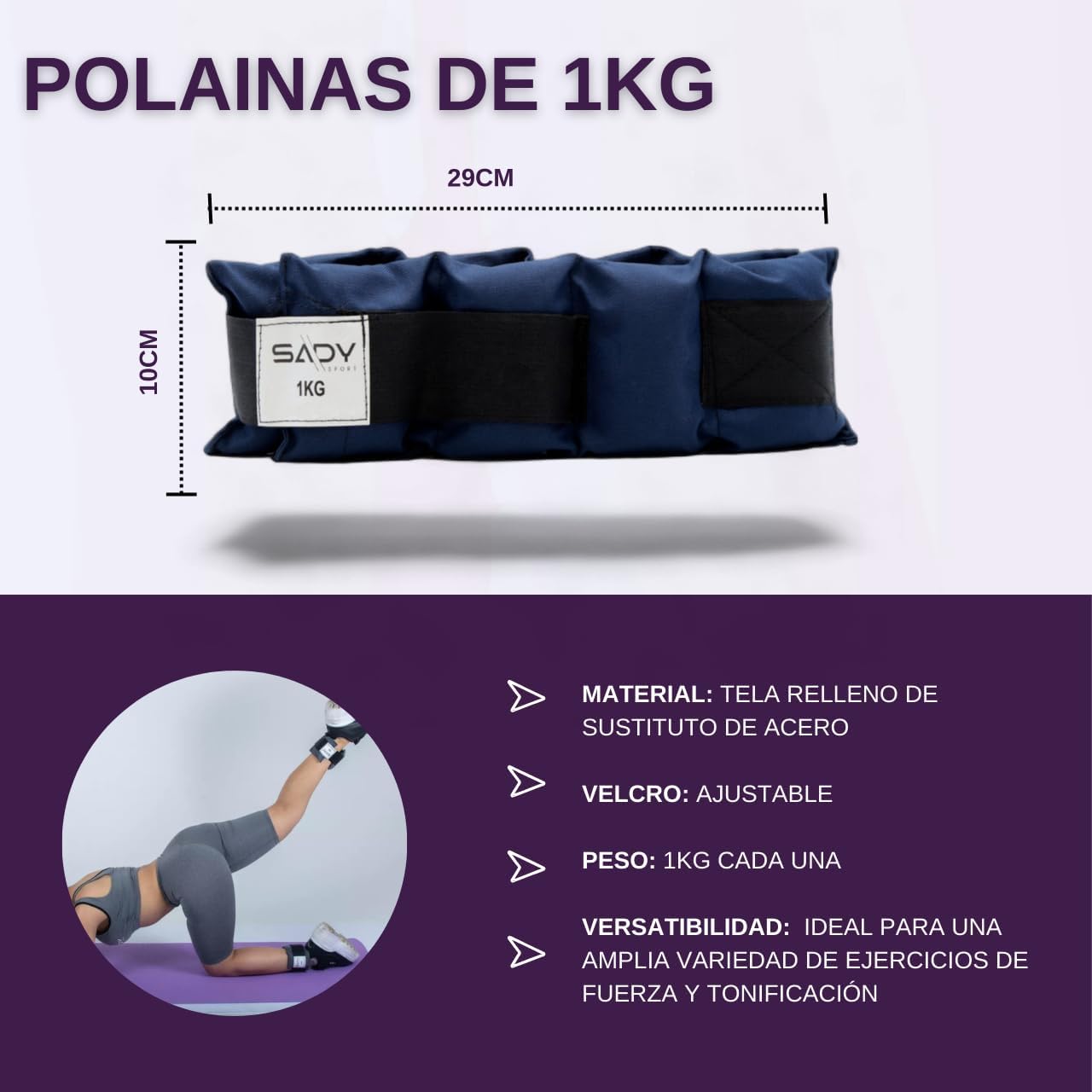 Foto 4 pulgar | Kit de Ejercicio Sady Sport Par de Mancuernas 7 Lb C/U y Par de Polainas 1 kg C/U