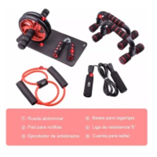 Foto 2 | Kit Rodillo Abdominal Barras Push-up Cuerda Ejercitador Mano Eo Safe Imports Esi-783-1 Multicolor
