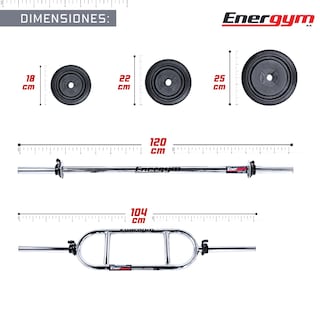 Foto 4 | Kit De Pesas Barra Recta, Barra Z Y Discos (23 Kg) - Energym