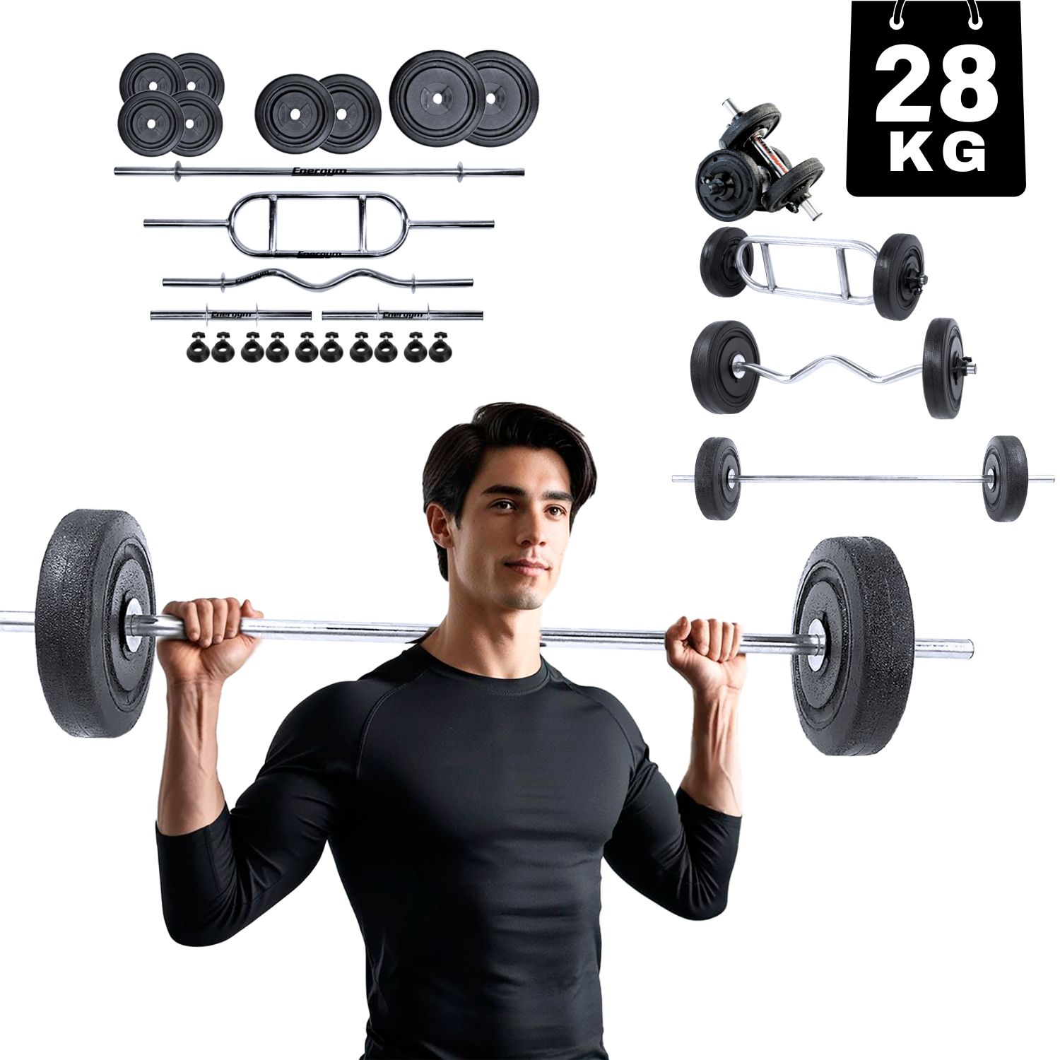 Kit De Pesas, Barra Recta, Z Y Romana (28 Kg) - Energym