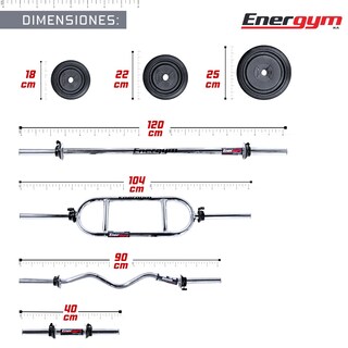 Foto 4 | Kit De Pesas, Barra Recta, Z Y Romana (28 Kg) - Energym