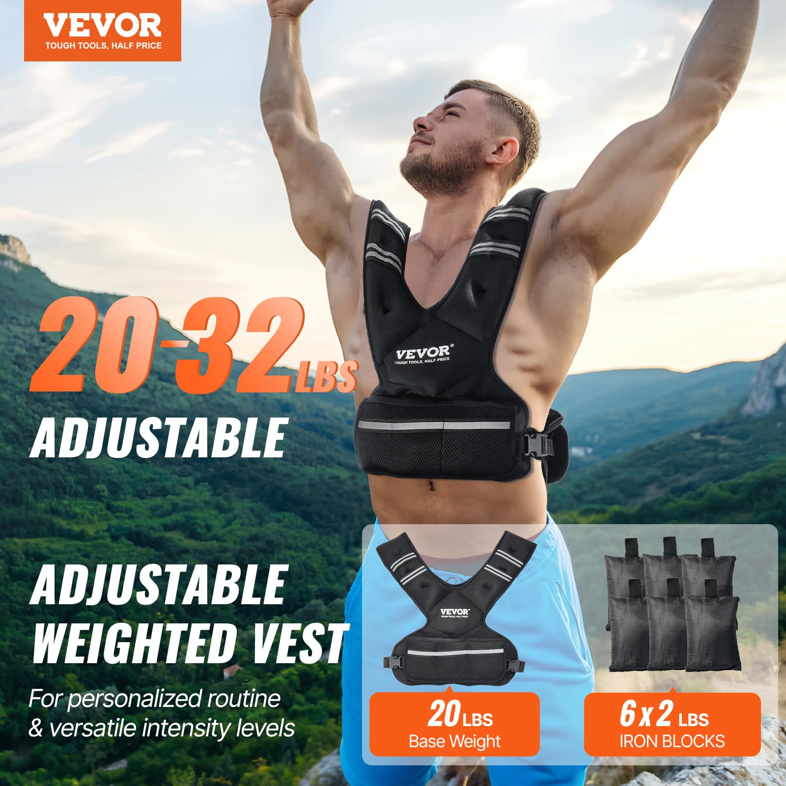 Foto 3 pulgar | Chaleco Pesado Vevor Ajustable De 9 A 14,5 Kg Con 6 Planchas Y Pesas - Venta Internacional.