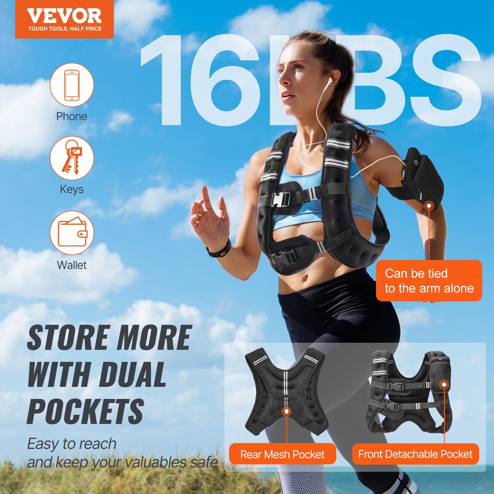 Foto 2 | Chaleco Pesado Vevor De 7,26 Kg Con Banda Reflectante Para Hombre Y Mujer - Venta Internacional.