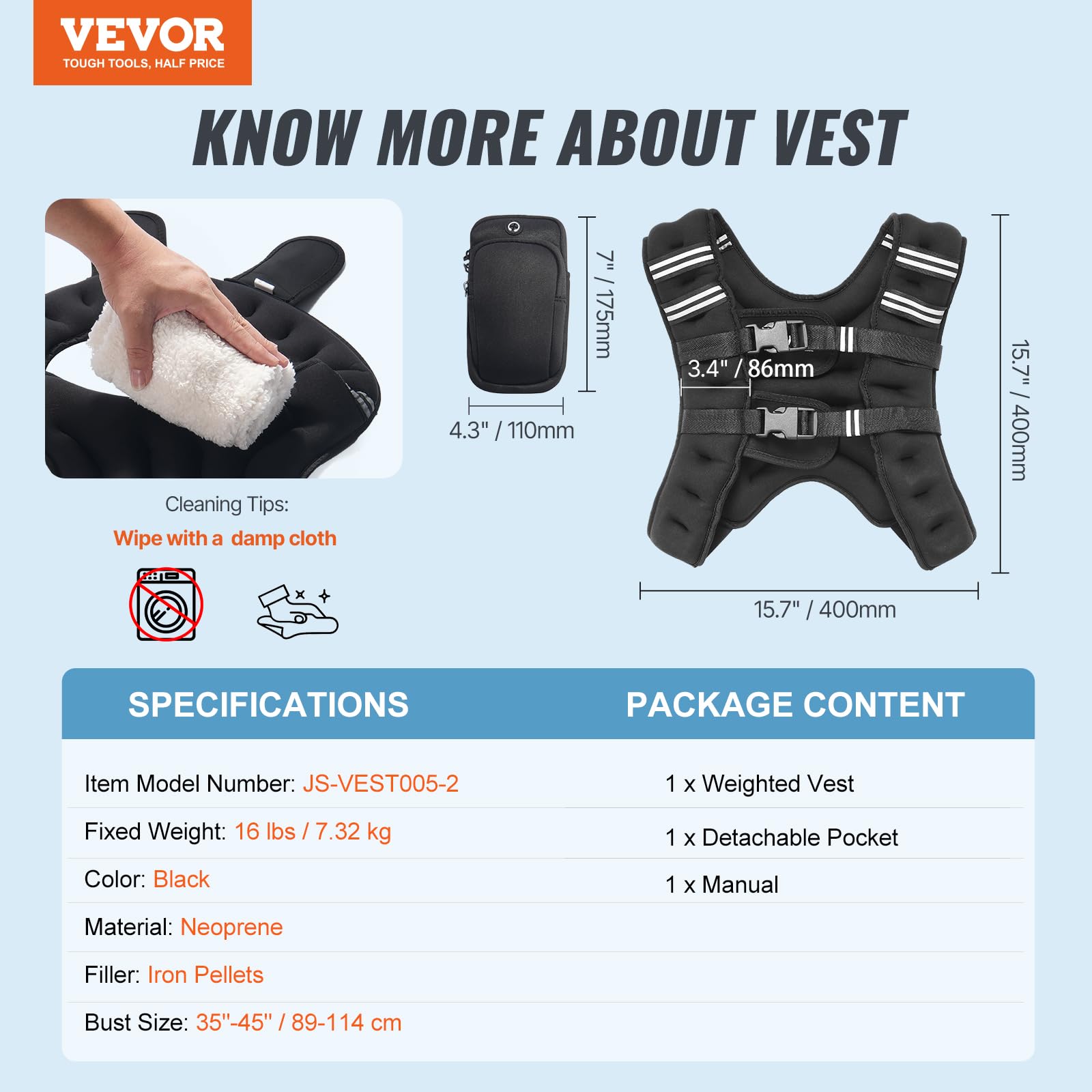 Foto 8 pulgar | Chaleco Pesado Vevor De 7,26 Kg Con Banda Reflectante Para Hombre Y Mujer - Venta Internacional.