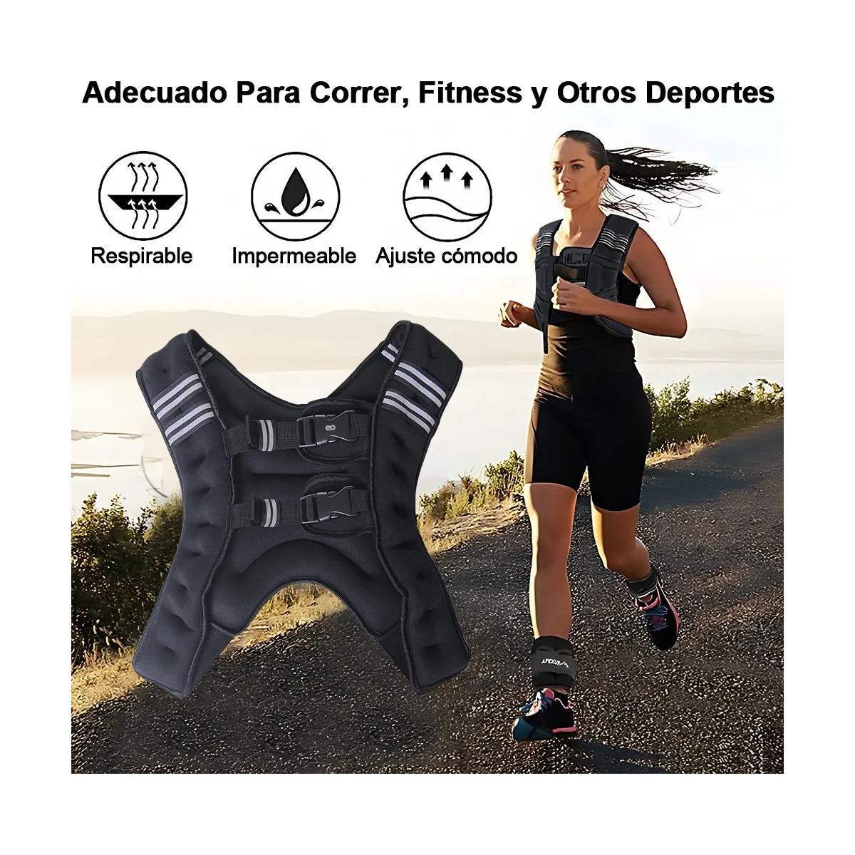 Foto 3 pulgar | Chaleco Con Peso Lastrado Correr Crossfit Fitness Eo Safe Imports Esi-19944 Negro