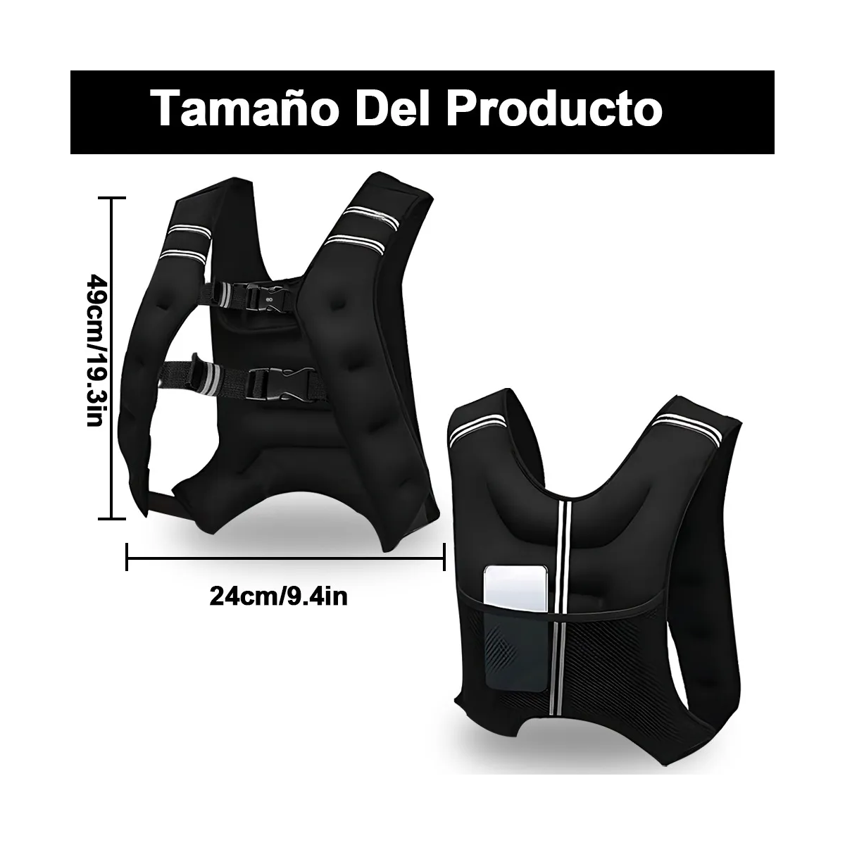 Foto 5 pulgar | Chaleco Con Peso Lastrado Correr Crossfit Fitness Eo Safe Imports Esi-19944 Negro